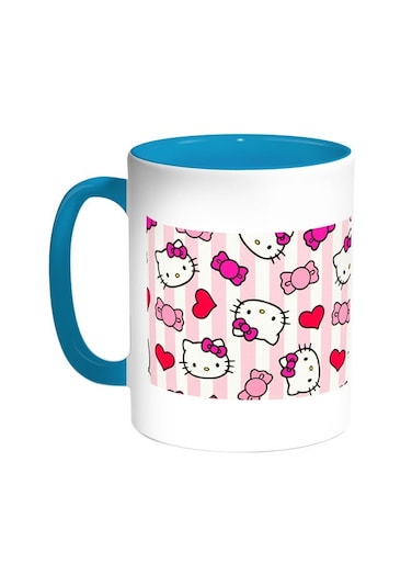 Hello Kitty Printed Coffee Mug Turquoise/White 11ounce
