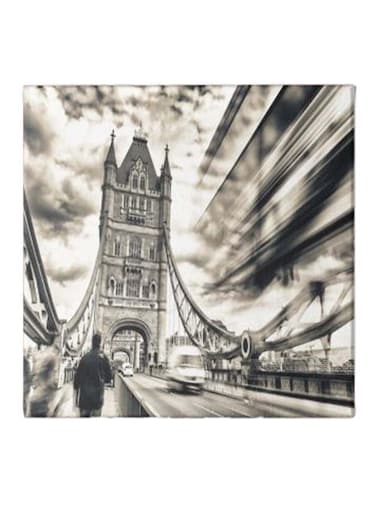 Bridge Pattern Hidden Frame Canvas Wall Painting Black/White/Grey 50 x 50cm