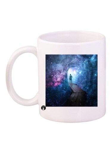 Space Printed Coffee Mug White/Blue Standard Size