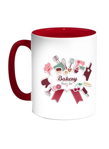 Bakery Tools Printed Coffee Mug Red/White 11ounce