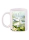 Swan Printed Coffee Mug White/Green/Blue 11ounce