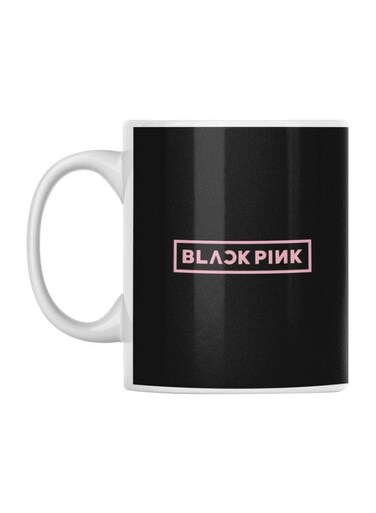 Printed Ceramic Mug White/Black/Pink 350ml