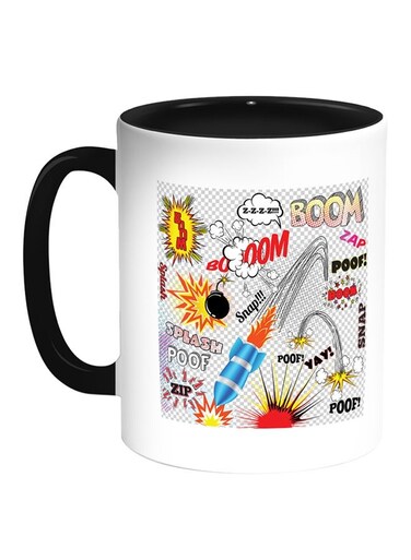 Charges Of Fireworks Printed Coffee Mug White/Black 11ounce