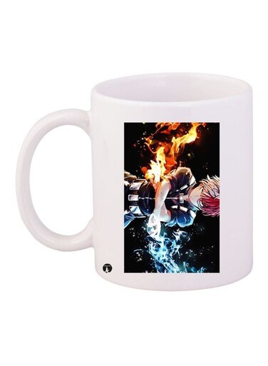 Anime Printed Coffee Mug White/Black/Yellow 11ounce
