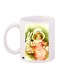 Girl Printed Coffee Mug White/Green/Orange 11ounce