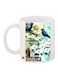 Floral Printed Coffee Mug White/Blue/Green 11ounce