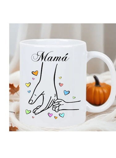 RYN&reg; 1pc Mama'S Hand Ceramic Coffee Mug - Insulated, Reusable, The perfect gift for Birthdays, Holidays, Christmas, New Year, Valentine'S Day White Mug