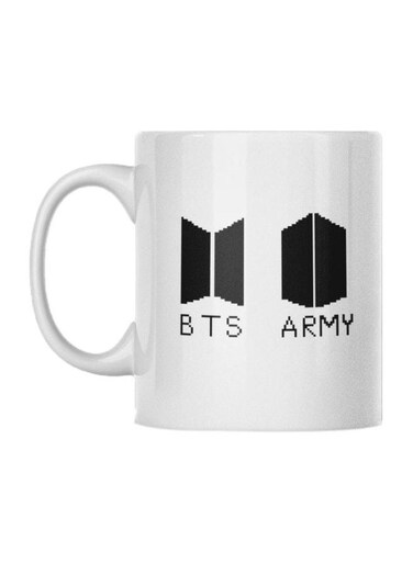 BTS Army Printed Coffee Mug White/Black 350ml