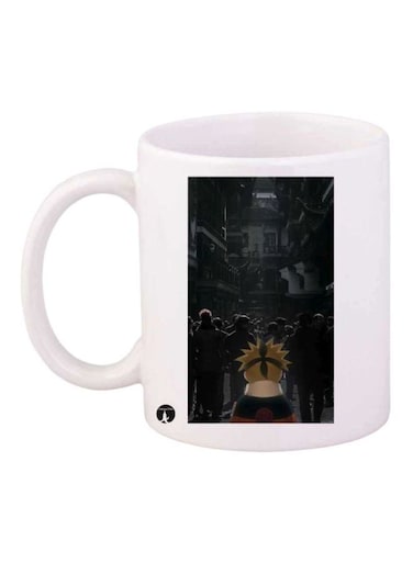 Anime Naruto Printed Mug White/Black/Yellow Standard Size