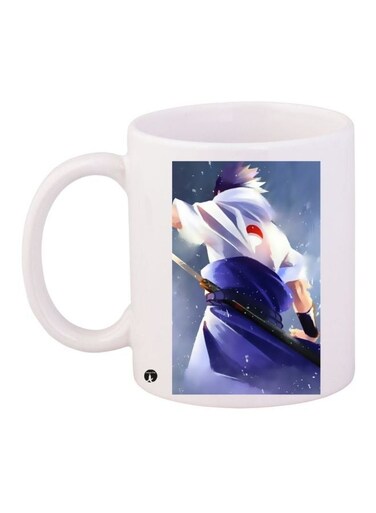 Cartoon Printed Coffee Mug White/Blue/Black 11ounce