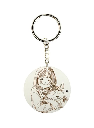 Girl With Dog Printed Keychain