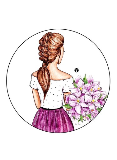 A Girl Printed Fridge Magnet Multicolour