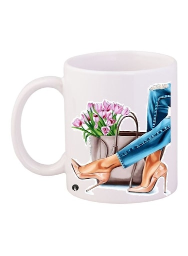 Printed Coffee Mug White/Pink/Brown 11ounce