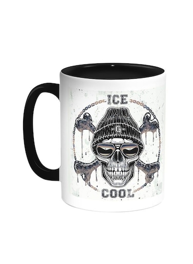 Skull Iced Printed Coffee Mug Black/White 11ounce