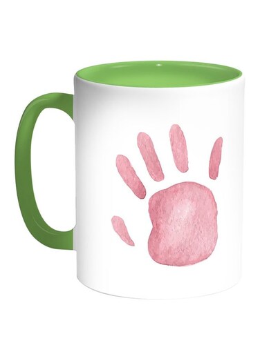 Palm Of The Hand Printed Coffee Mug White/Green 11ounce