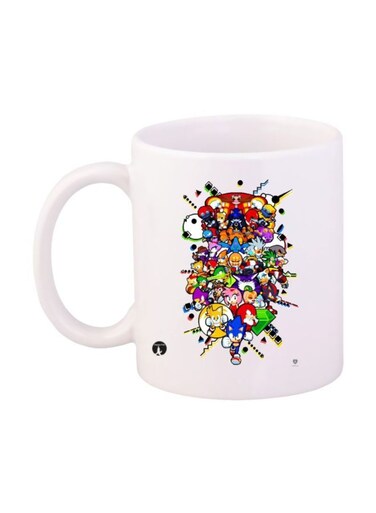 Game Sonic Character Printed Mug White/Blue/Yellow Standard Size