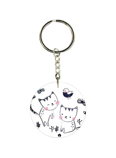 Cat Printed Dual Sided Keychain