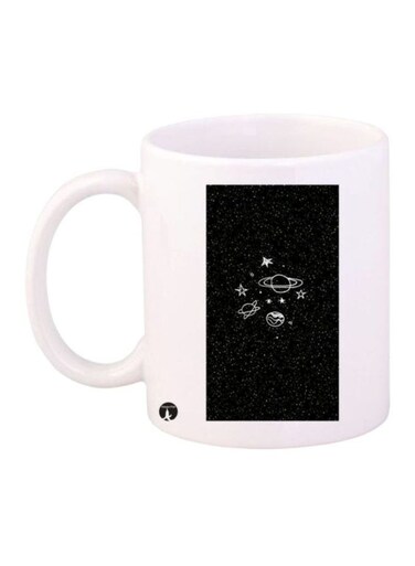 Space Printed Mug White/Black