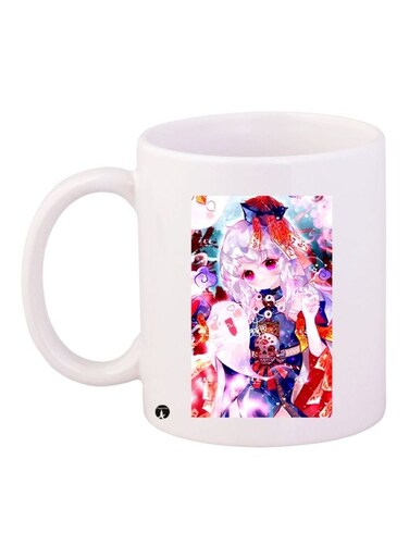 Cartoon Girl Printed Coffee Mug White/Pink/Red 11ounce