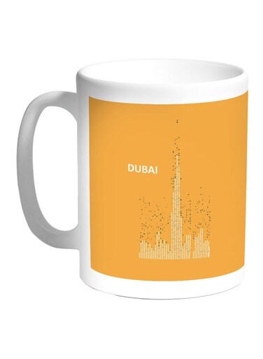 Dubai Towers Printed Coffee Mug Orange/White 11ounce