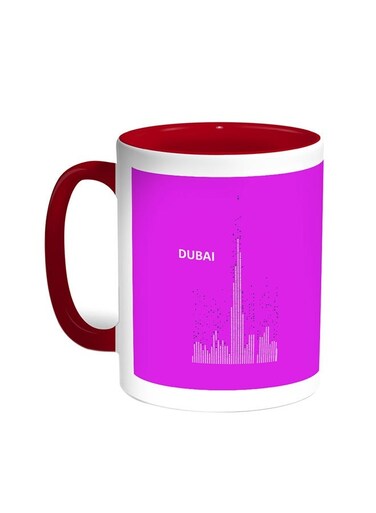 Abstract Drawing - Dubai Towers Printed Coffee Mug Red/White 11ounce