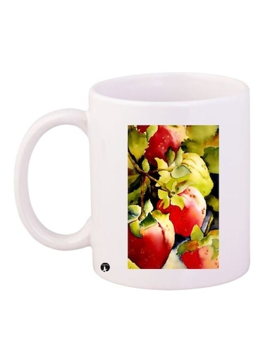Fruits Printed Coffee Mug White/Green/Red 11ounce