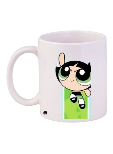 Power Puff Girl Printed Coffee Mug White/Green/Black 11ounce