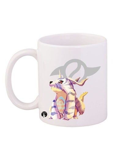 Anime Digimon Mug White/Yellow/Brown 12ounce