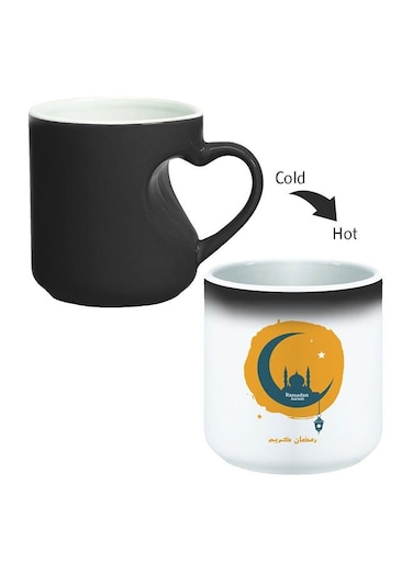 Ramadan Kareem Printed Magic Coffee Mug With Inner Heart Handle Black 11ounce