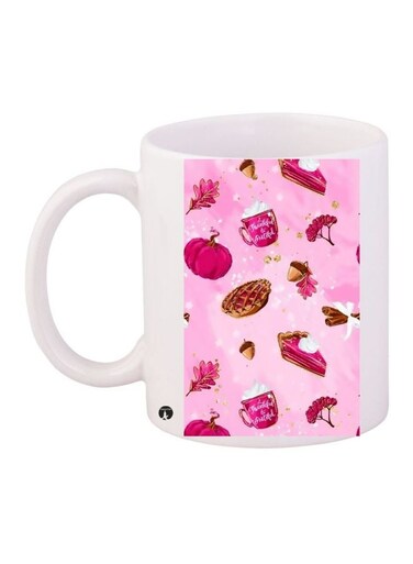 Pastry Printed Coffee Mug White/Pink/Brown 11ounce
