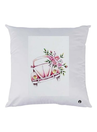 Car Printed Cushion polyester White/Pink/Green 30x30cm