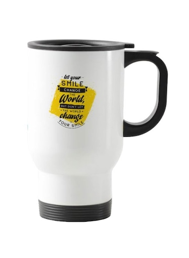 English Phrase Printed Travel Mug White 13centimeter