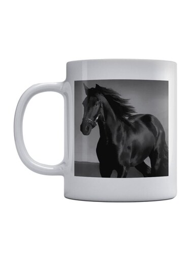 Horse Printed Coffee Mug White/Black/Grey 350ml