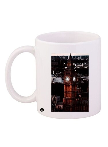 City Printed Ceramic Coffee Mug White/Brown/Black 11ounce