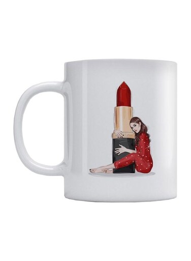 Lipstick Printed Mug White/Red/Black