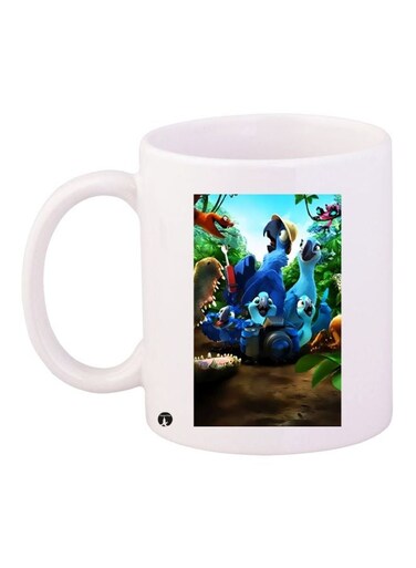 Cartoon Characters Printed Coffee Mug White/Blue/Brown 11ounce