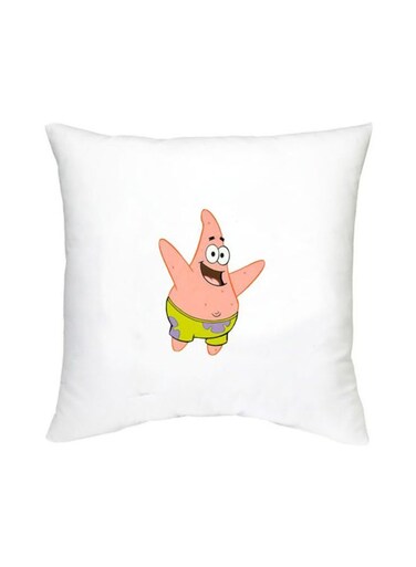 Patrick Star Printed Decorative Cushion White/Pink/Green 16x16inch