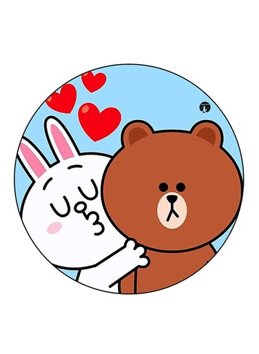 Bear And A Rabbit Printed Fridge Magnet Round Multicolour