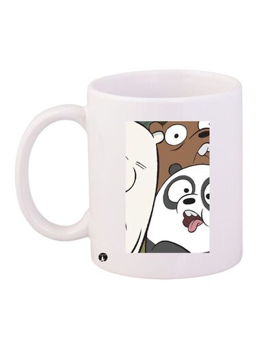 We Bare Bears Printed Coffee Mug White/Brown/Grey 11ounce