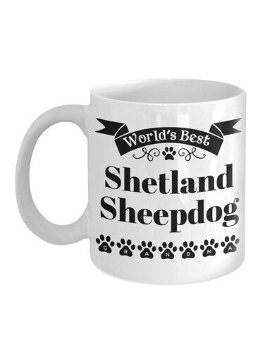This Mug Belongs To The World's Best Shetland Sheepdog Grandma Printed Coffee Mug White/Black/Red