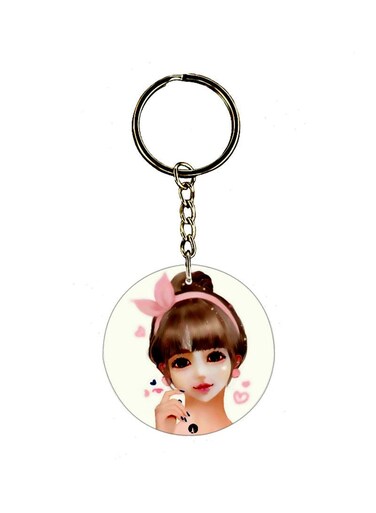 Single Sided Animie Girl Printed Keychain