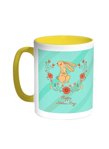Happy Mother's Day Printed Coffee Mug Yellow/White 11ounce
