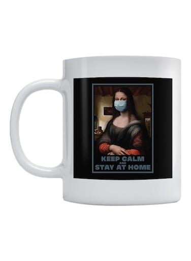 Keep Calm And Stay At Home Printed Coffee Mug White/Black/Blue