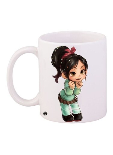 Cartoon Printed Coffee Mug White/Green/Black 11ounce