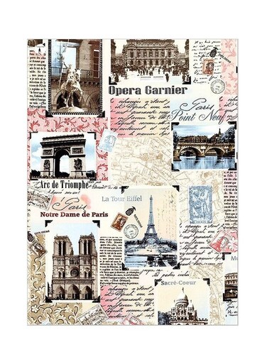 Tourist Places Themed Metallic Plate White/Brown/Pink 20x15cm