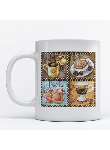 Coffee Lovers Printed Mug White/Brown/Blue