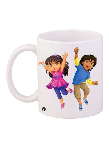 Dora And Diego Coffee Mug White/Blue/Pink 11ounce