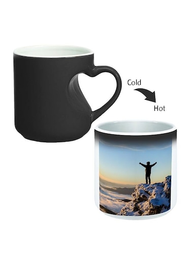 The Summit Printed Magic Coffee Mug With Inner Heart Handle Black 11ounce
