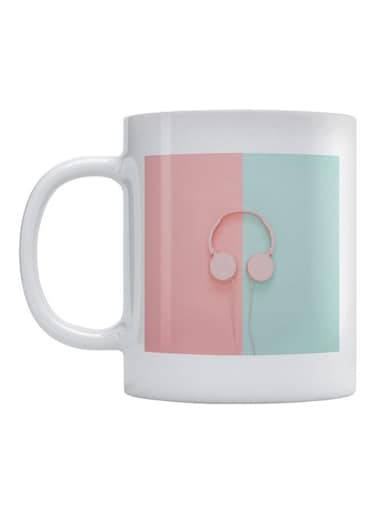 Headphones Printed Mug White/Blue/Green