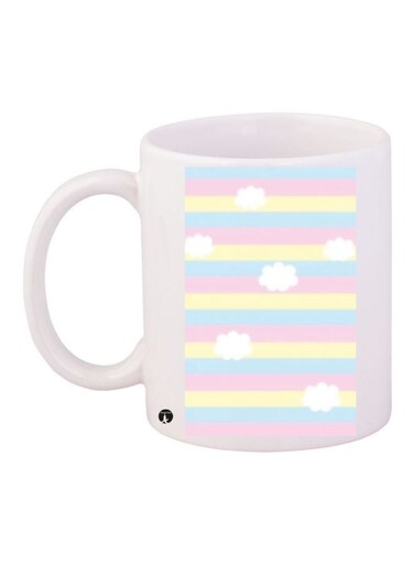 Clouds Printed Coffee Mug White/Yellow/Blue 11ounce